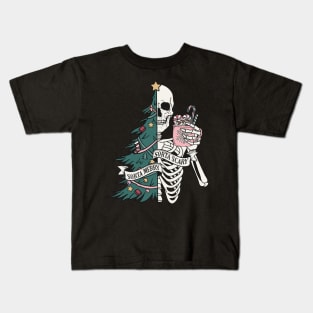 Sorta Merry Sorta Scary Skeleton Xmas Christmas Funny Kids T-Shirt